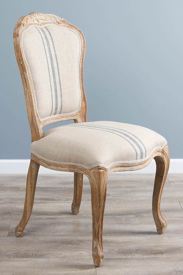 American Oak Grey Wash Beaumont Stripe Upholstered Chair - Sustainable