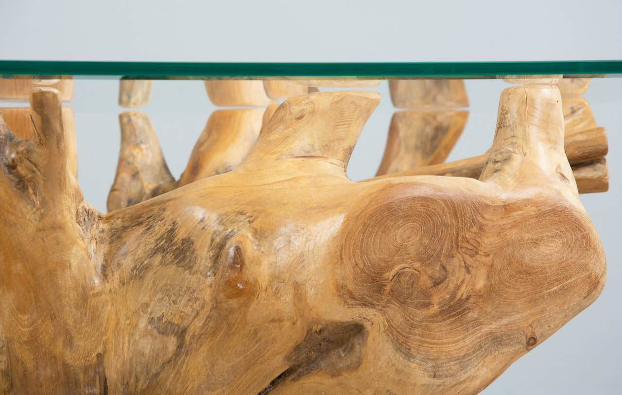 1.2m Reclaimed Teak Root Rectangular Coffee Table Sustainable Furniture