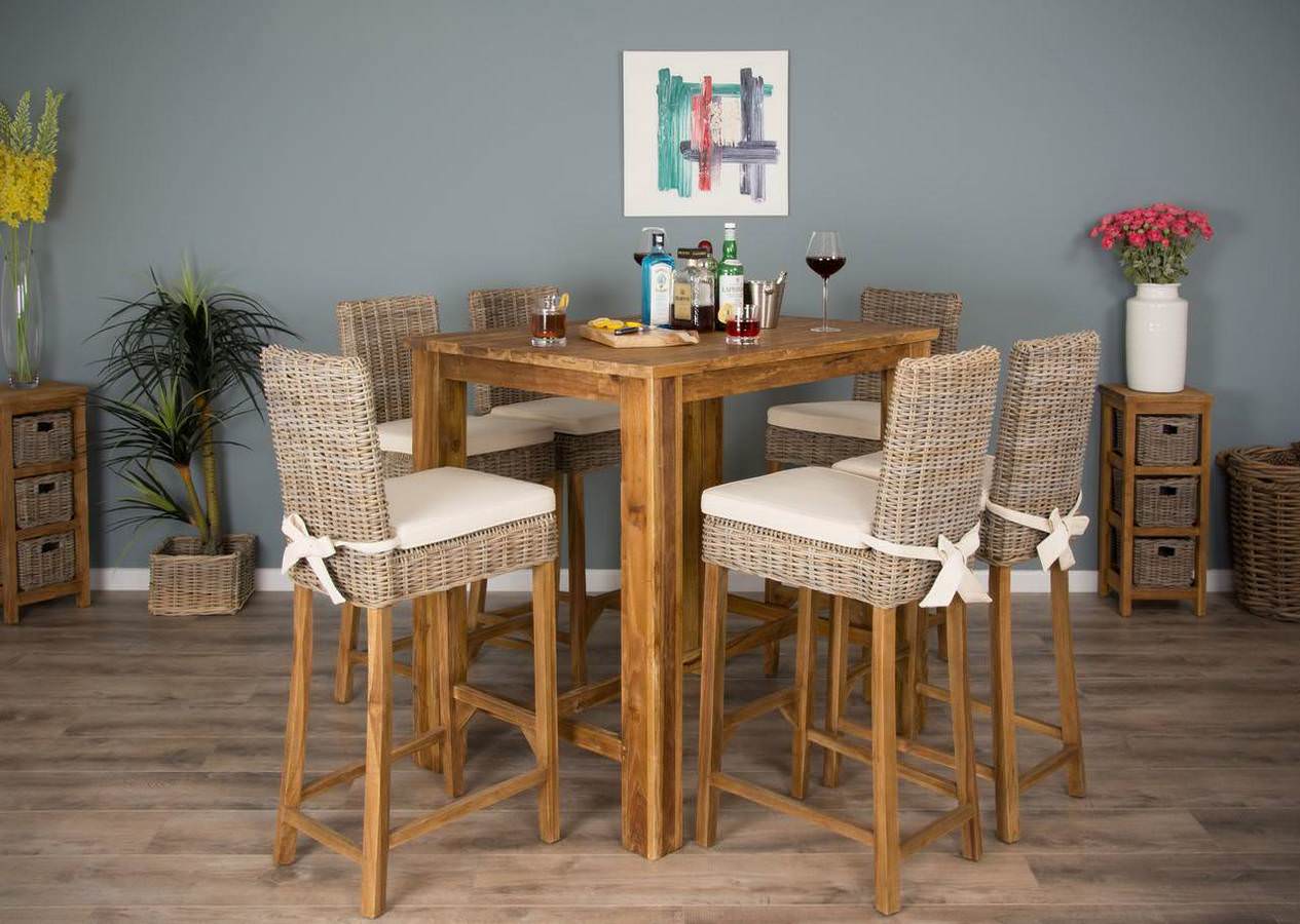 Teak and rattan shop stool