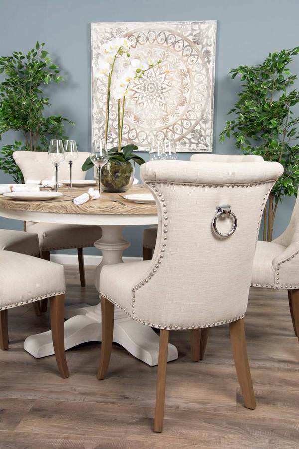 1.3m Country Pedestal Dining Table with 6 Windsor Ring Back Chairs