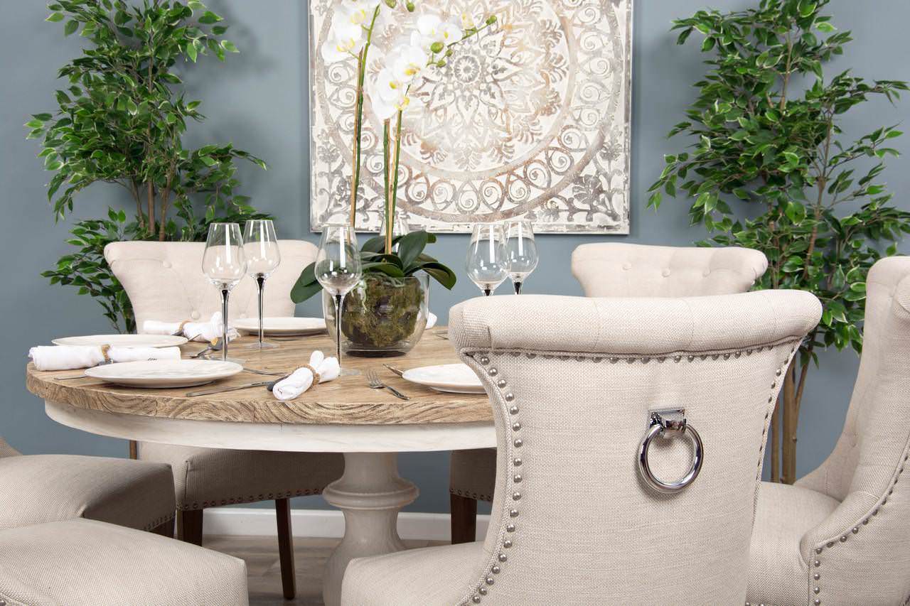 1.3m Country Pedestal Dining Table with 6 Windsor Ring Back Chairs