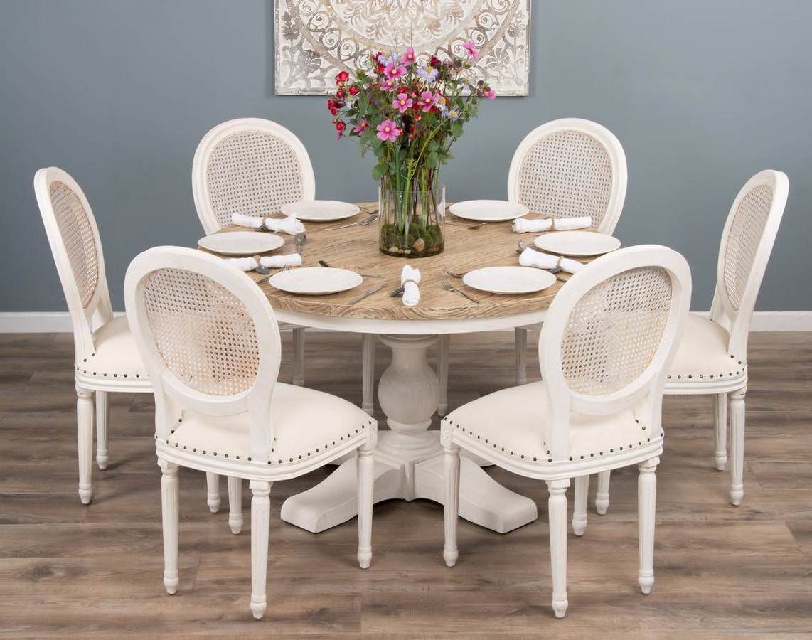 1.3m Country Pedestal Dining Table with 6 Ellena Chairs Sustainable Furniture