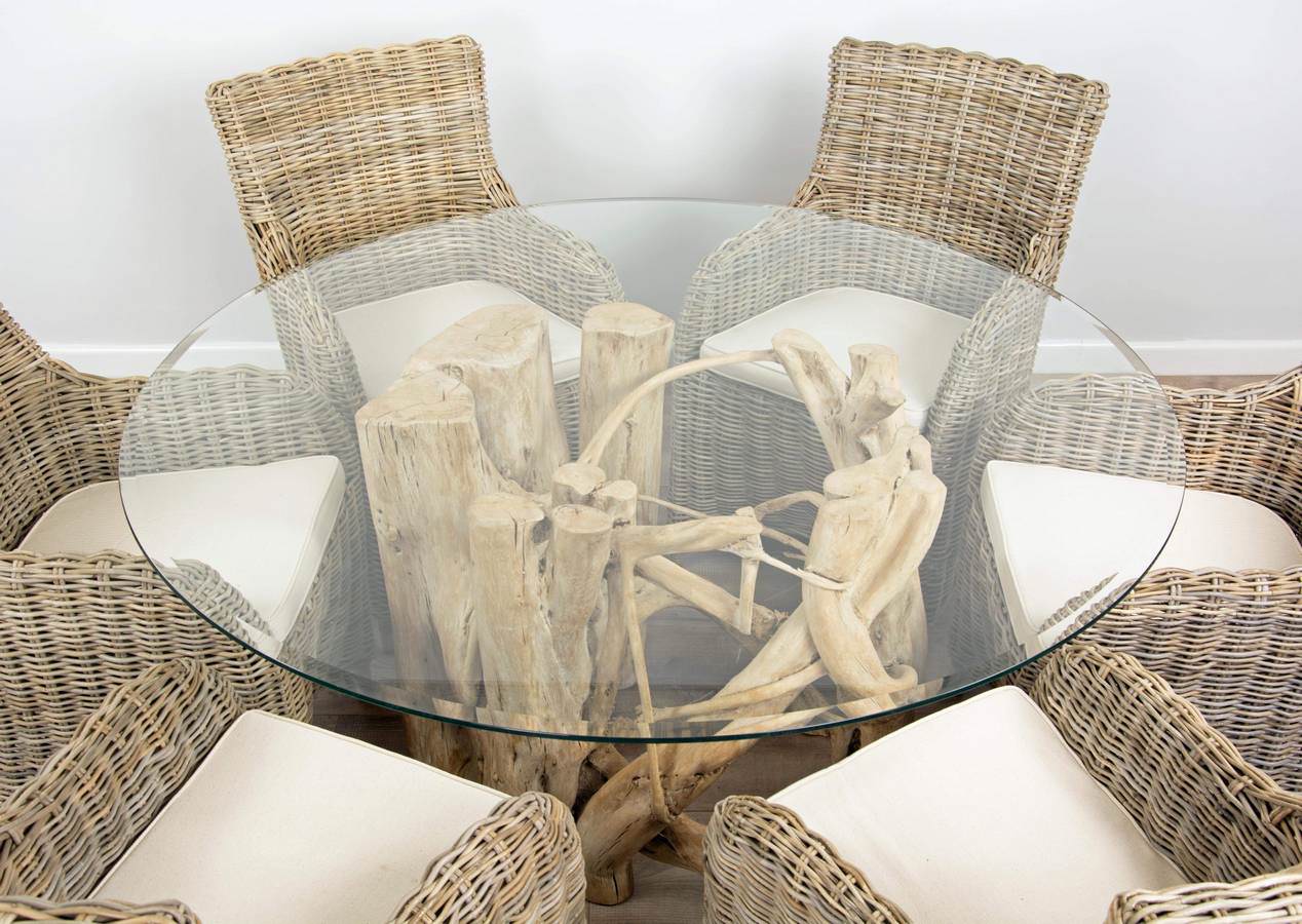 1.5m Java Root Dining Table with 6 Donna Chairs - Sustainable Furniture
