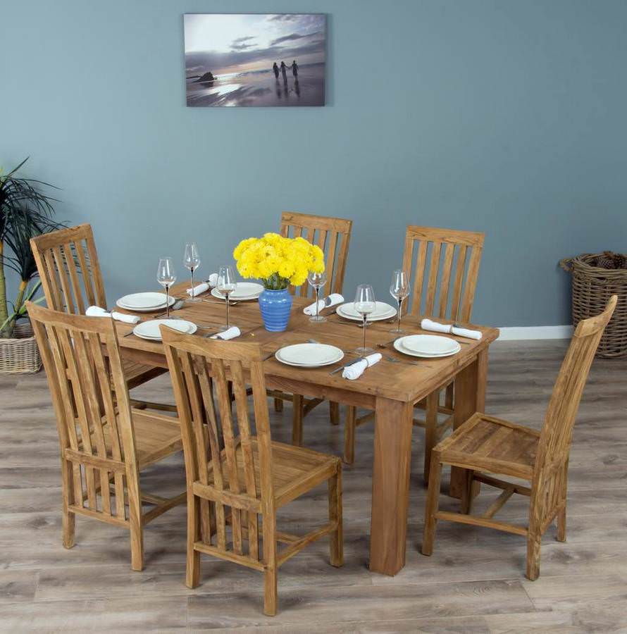 Teak wood dining table online with 6 chairs