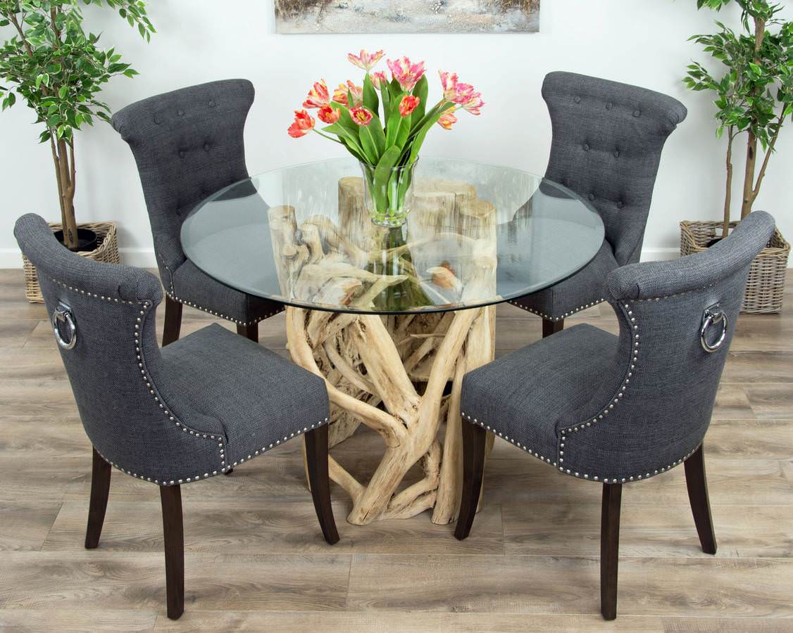Large round glass clearance dining table seats 6
