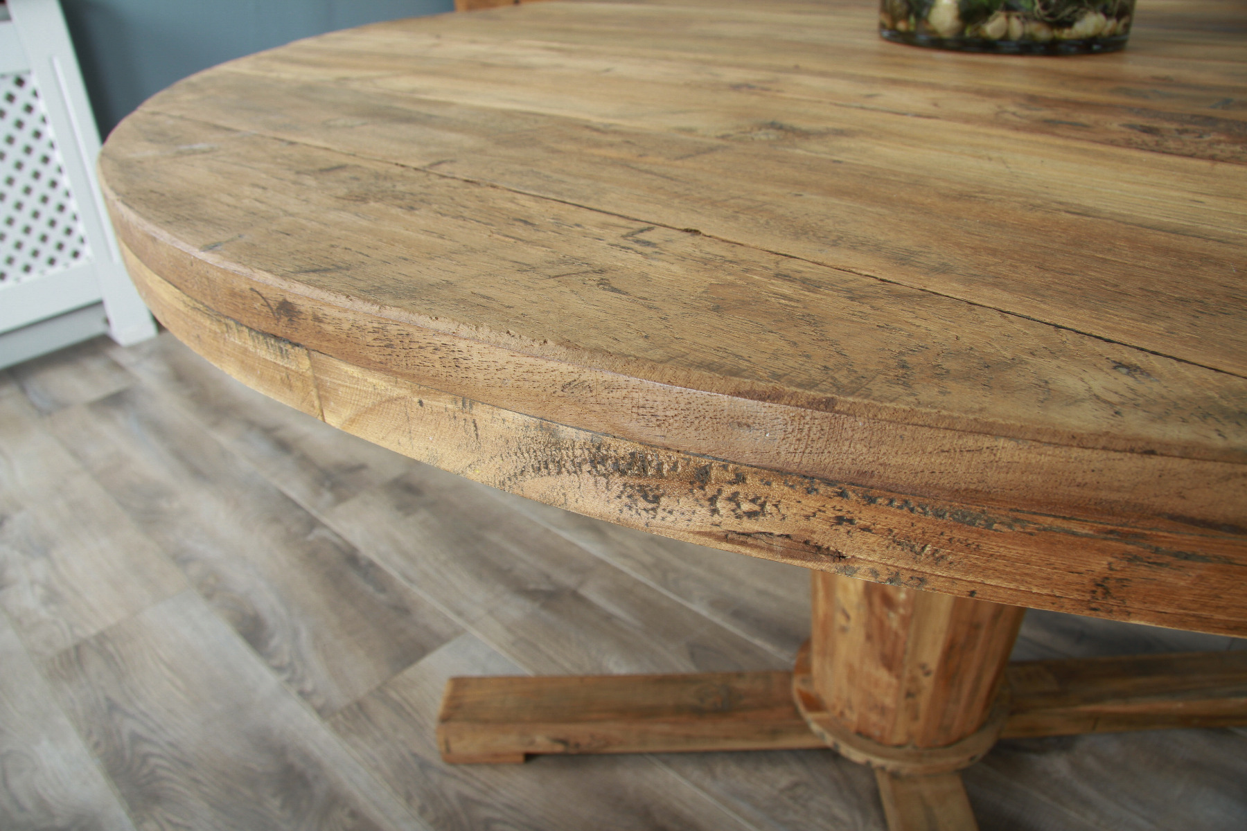 Rustic oak shop round dining table