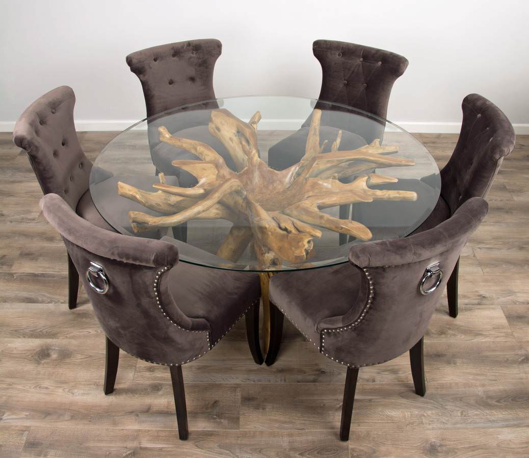 Tree trunk dining table and chairs store