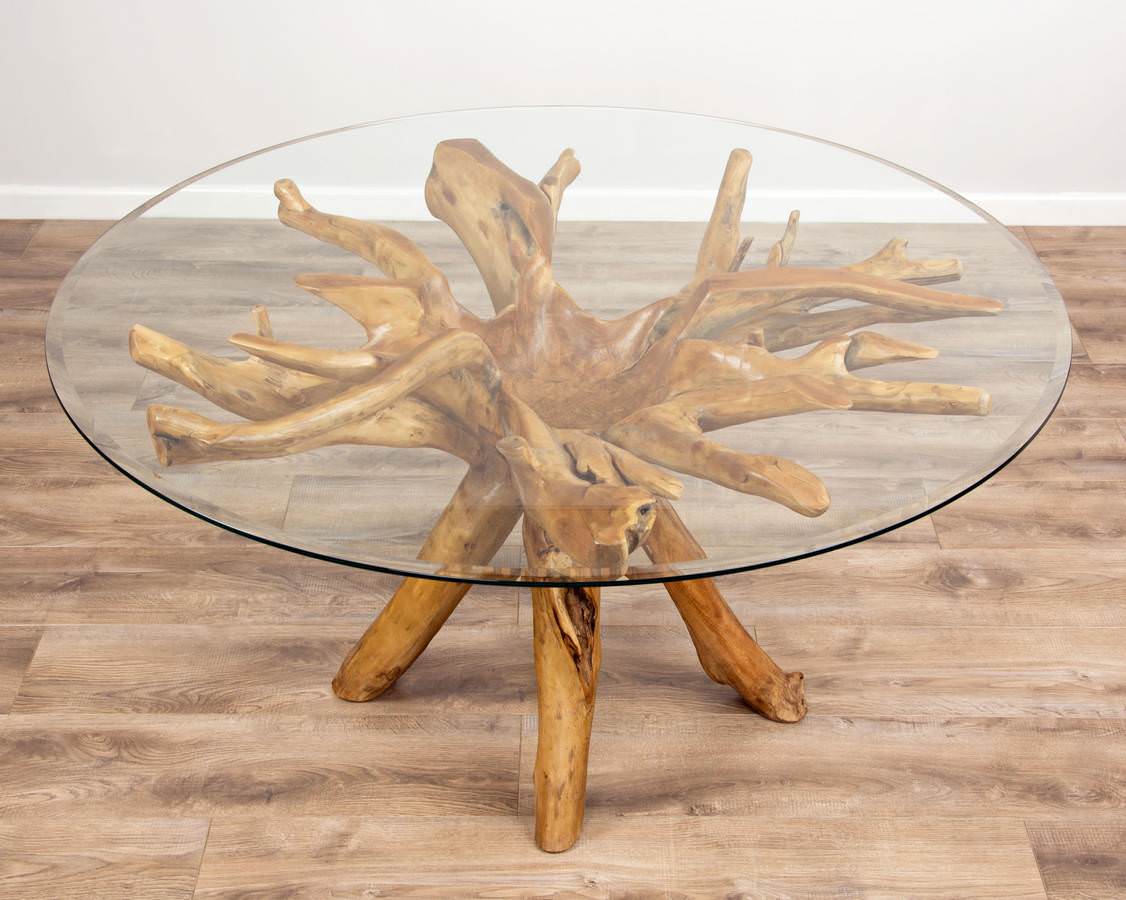1.5m Reclaimed Teak Root Circular Dining Table Sustainable Furniture