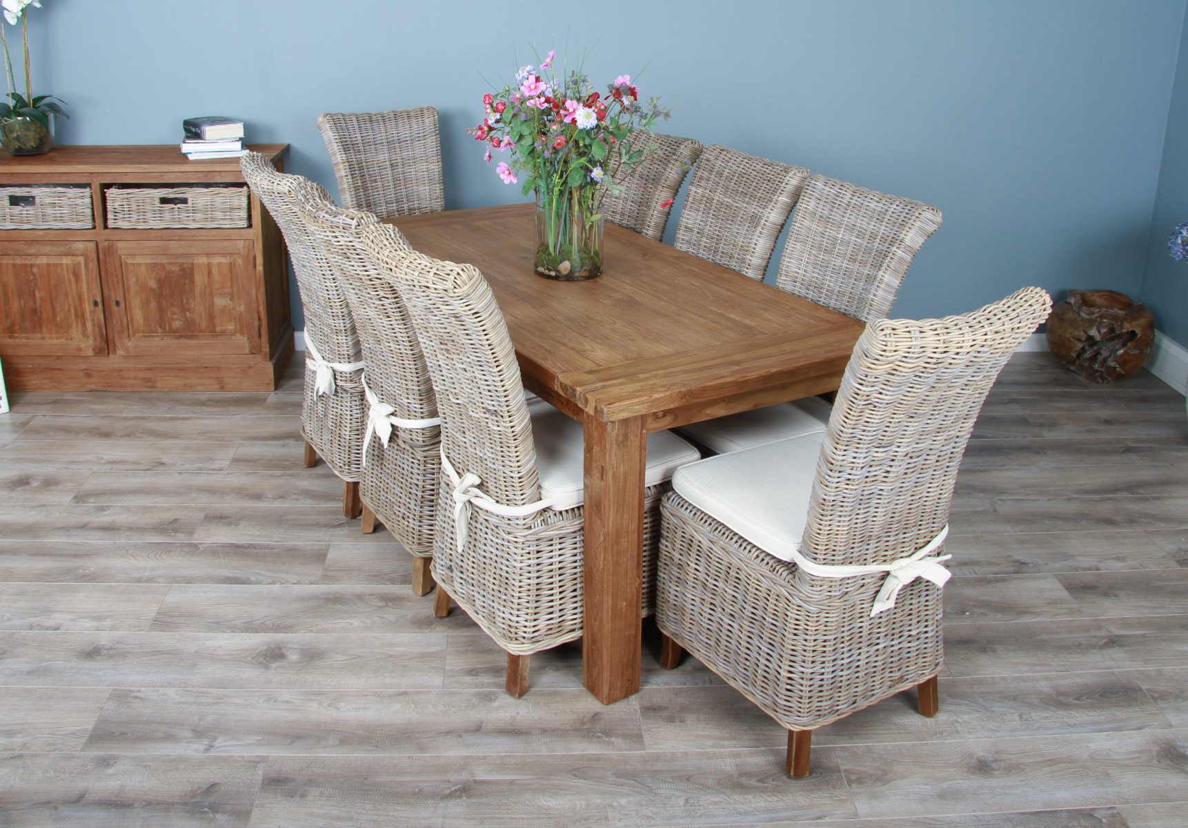 Dining table with wicker clearance chairs