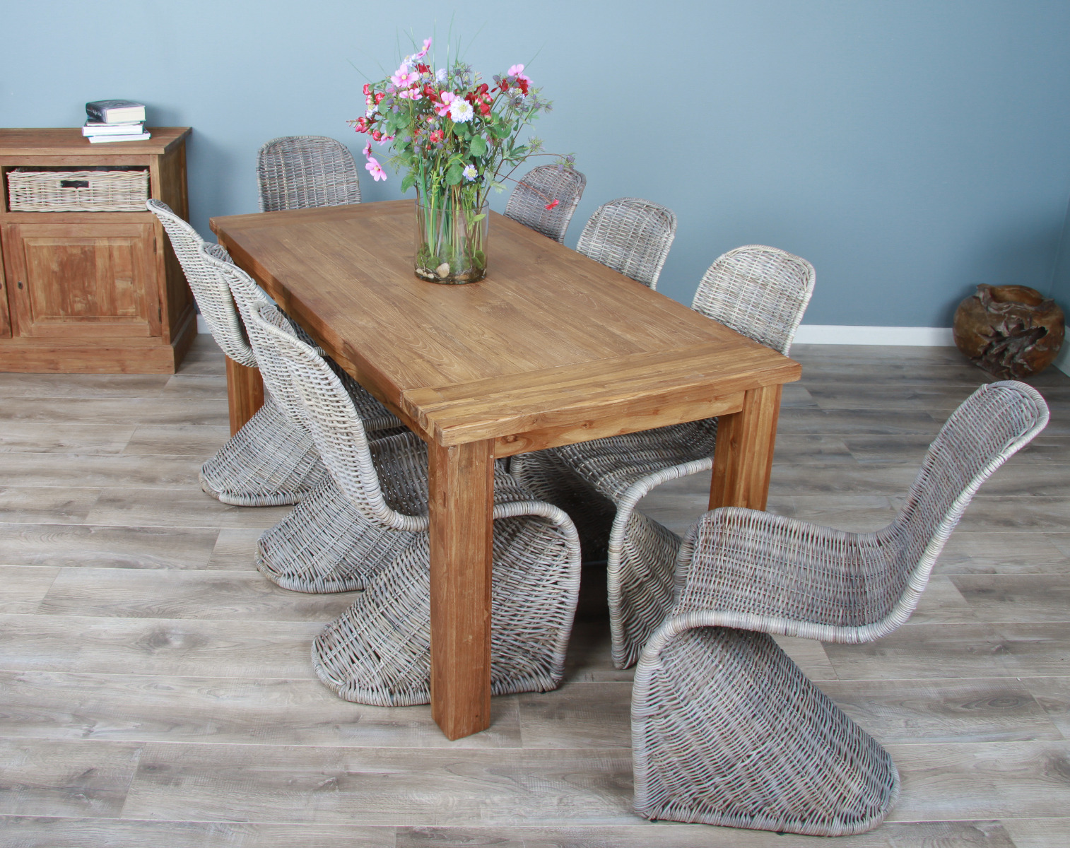 Dining table best sale with stackable chairs