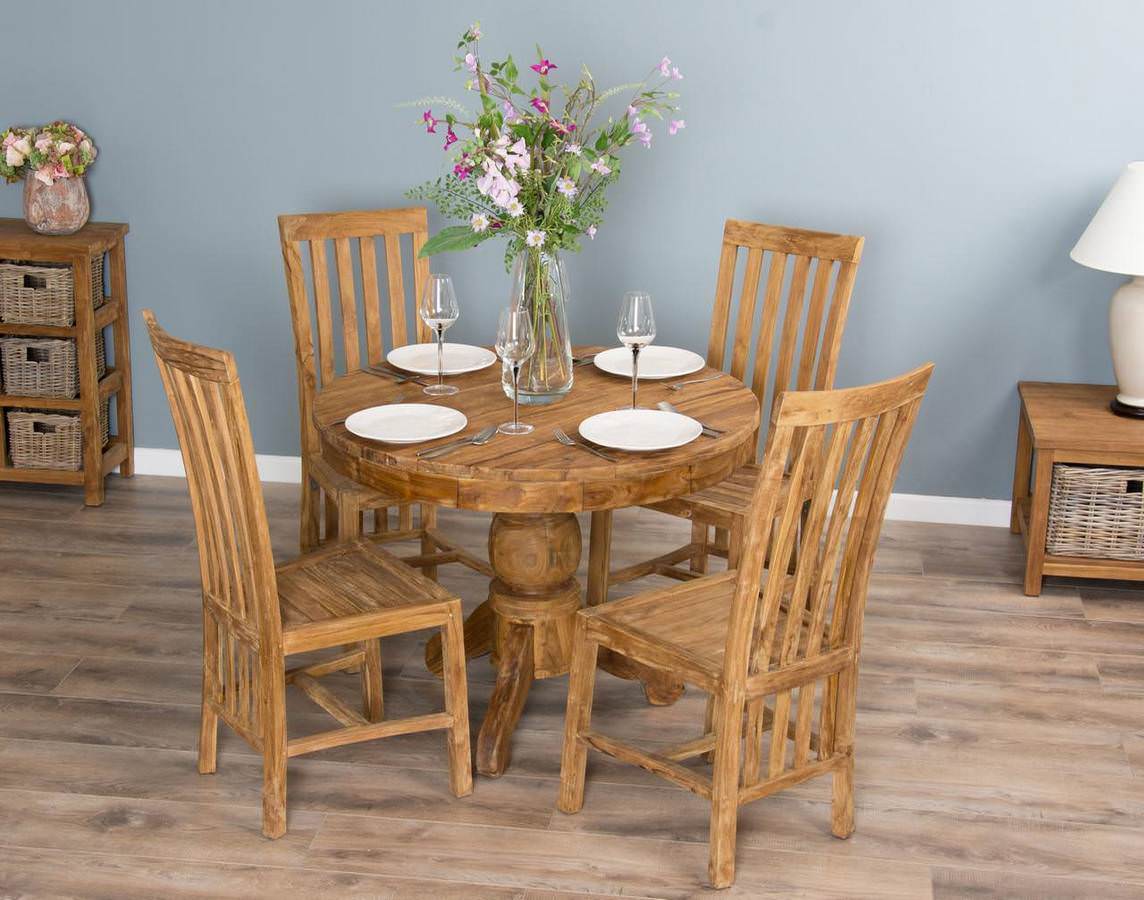 Teak wood dining table with 4 chairs hotsell