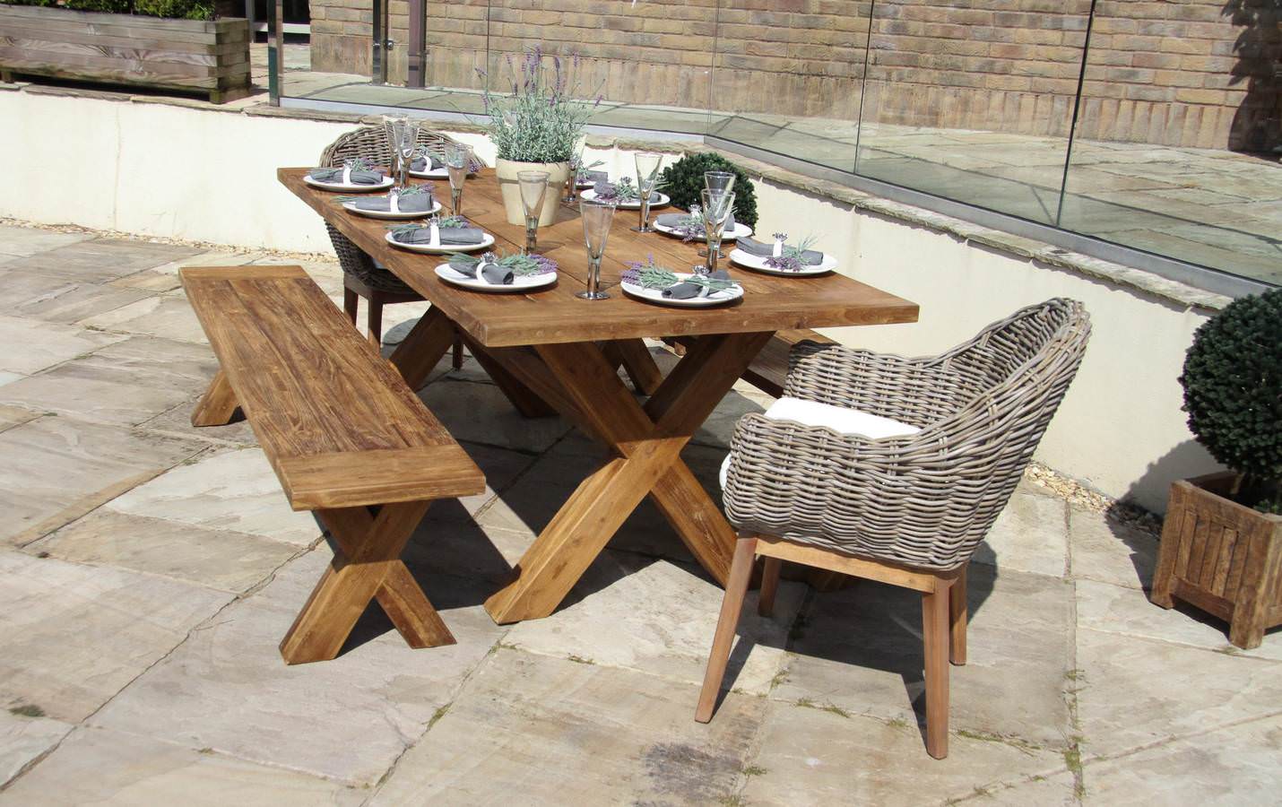 Rustic garden table and chairs sale