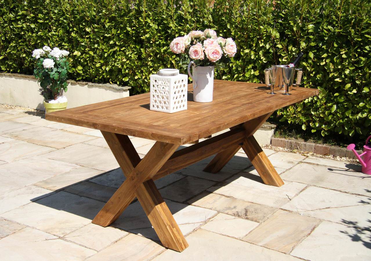 Recycled teak outdoor table top