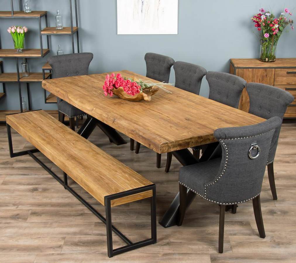Dining room table bench with sales back