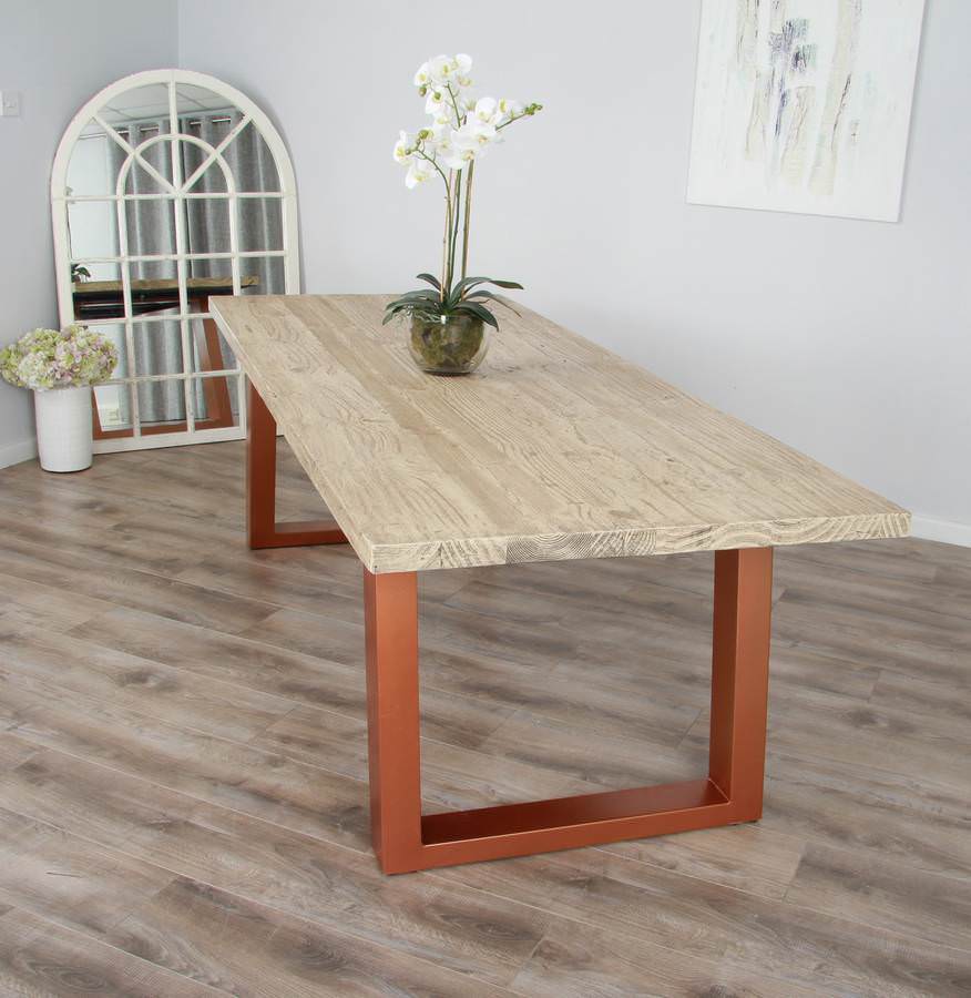 2.4m Industrial Chic Cubex Dining Table Copper Coloured Legs