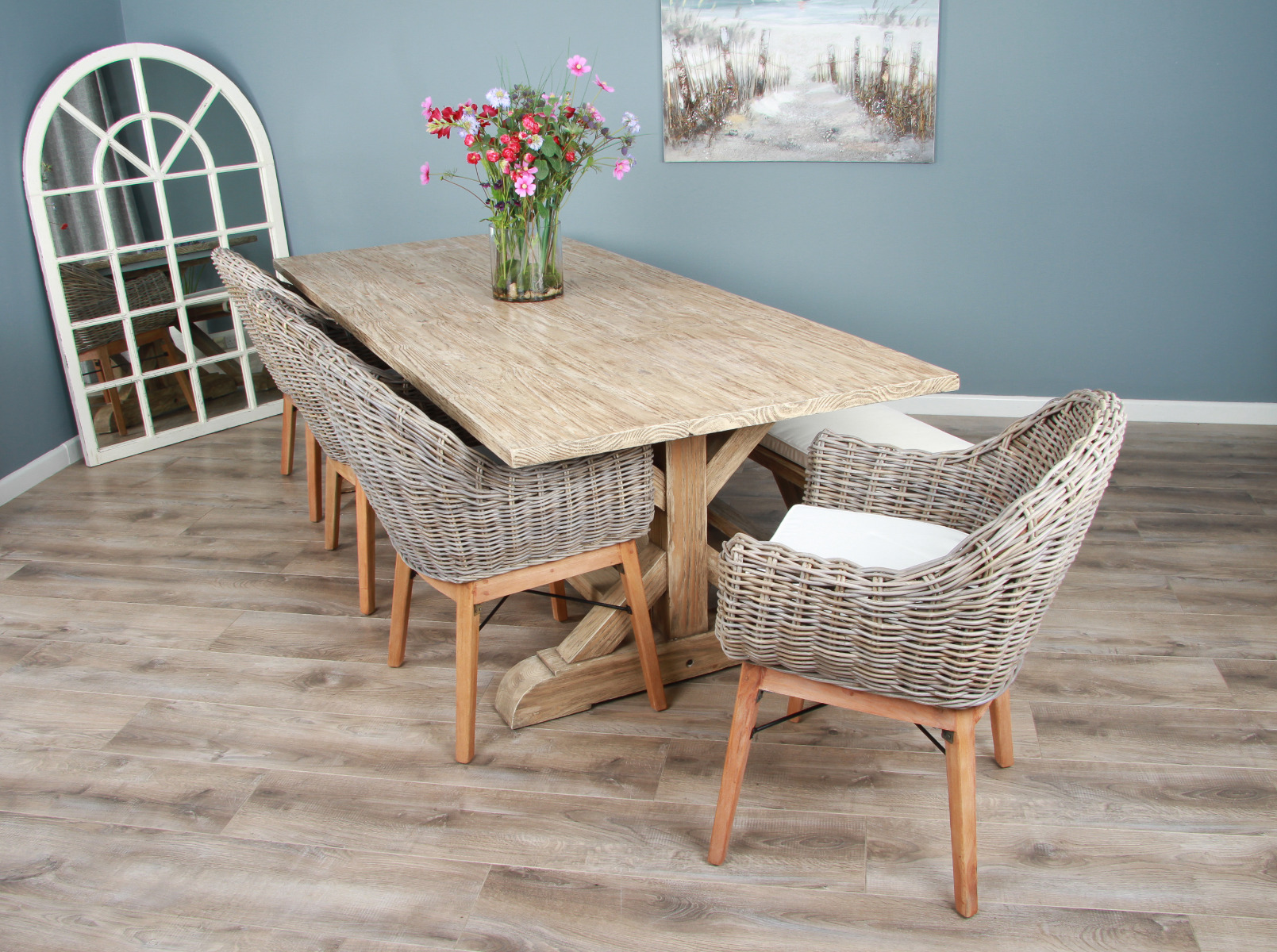 Scandi dining table shop and bench set