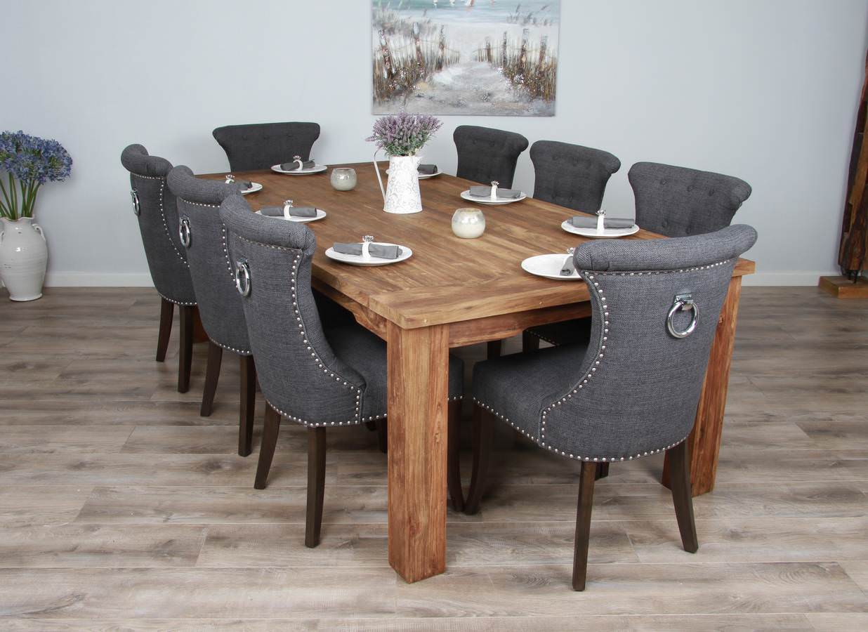 Grey reclaimed hot sale wood dining table