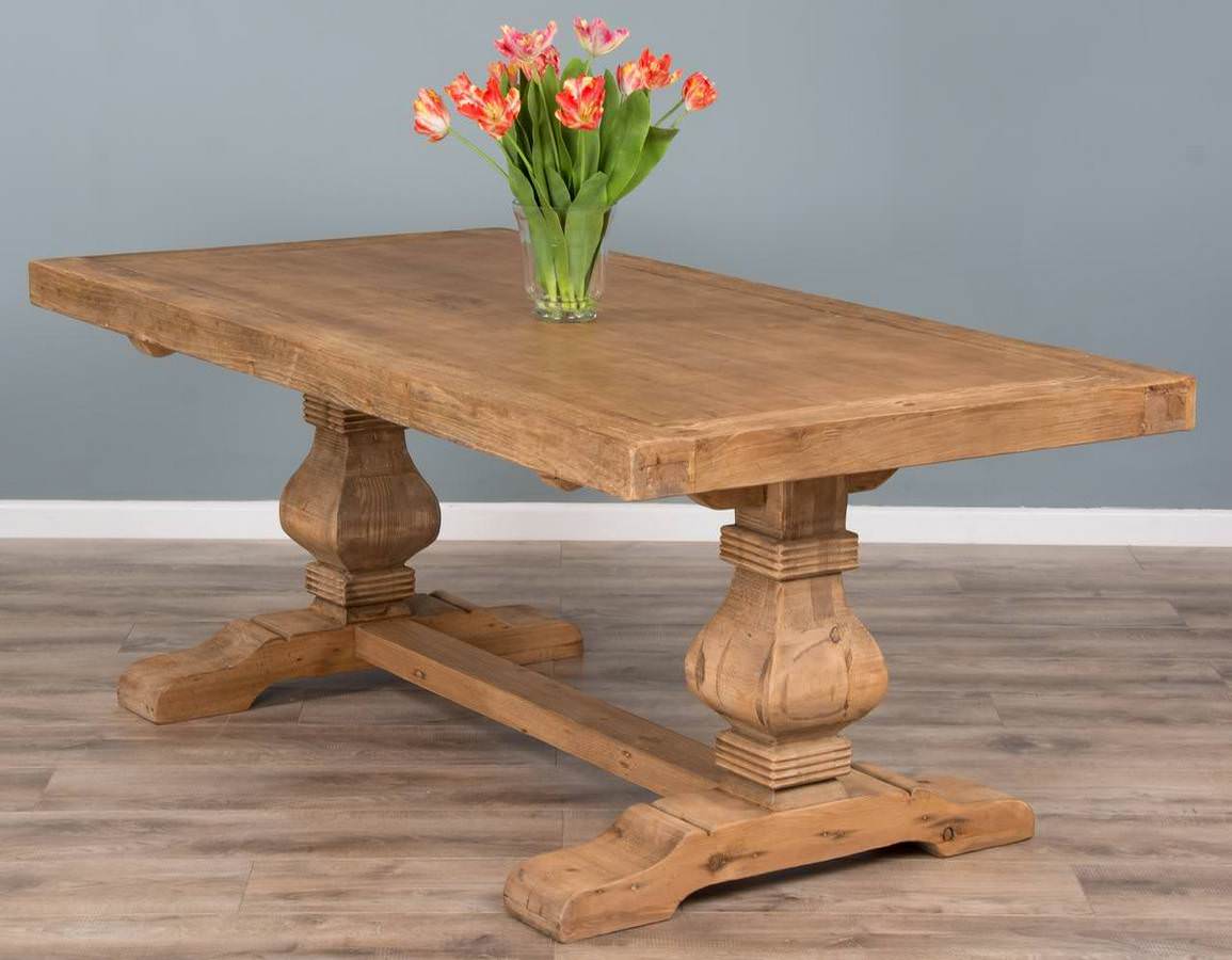 2m Reclaimed Elm Pedestal Dining Table Sustainable Furniture