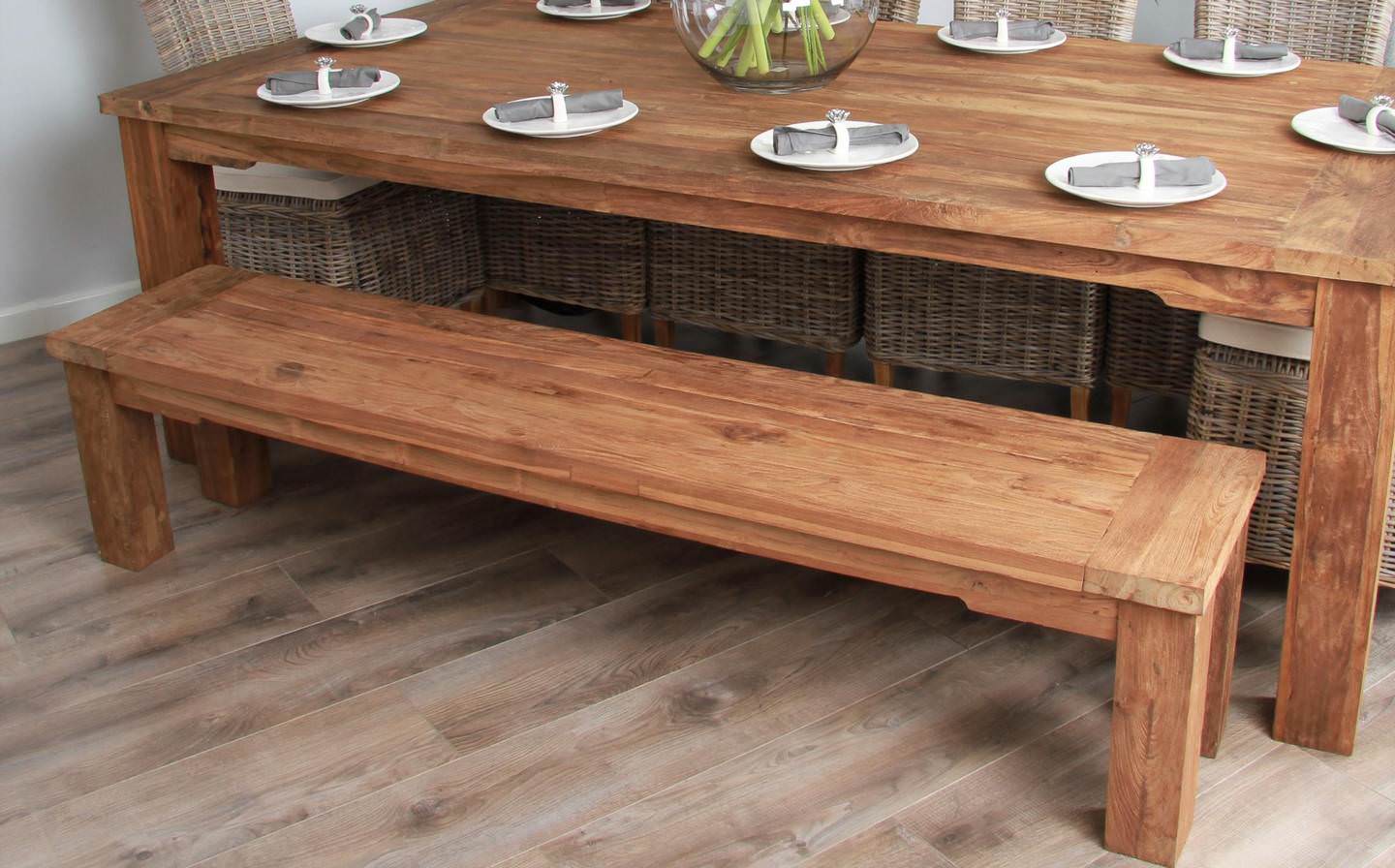 Teak cheap dining bench