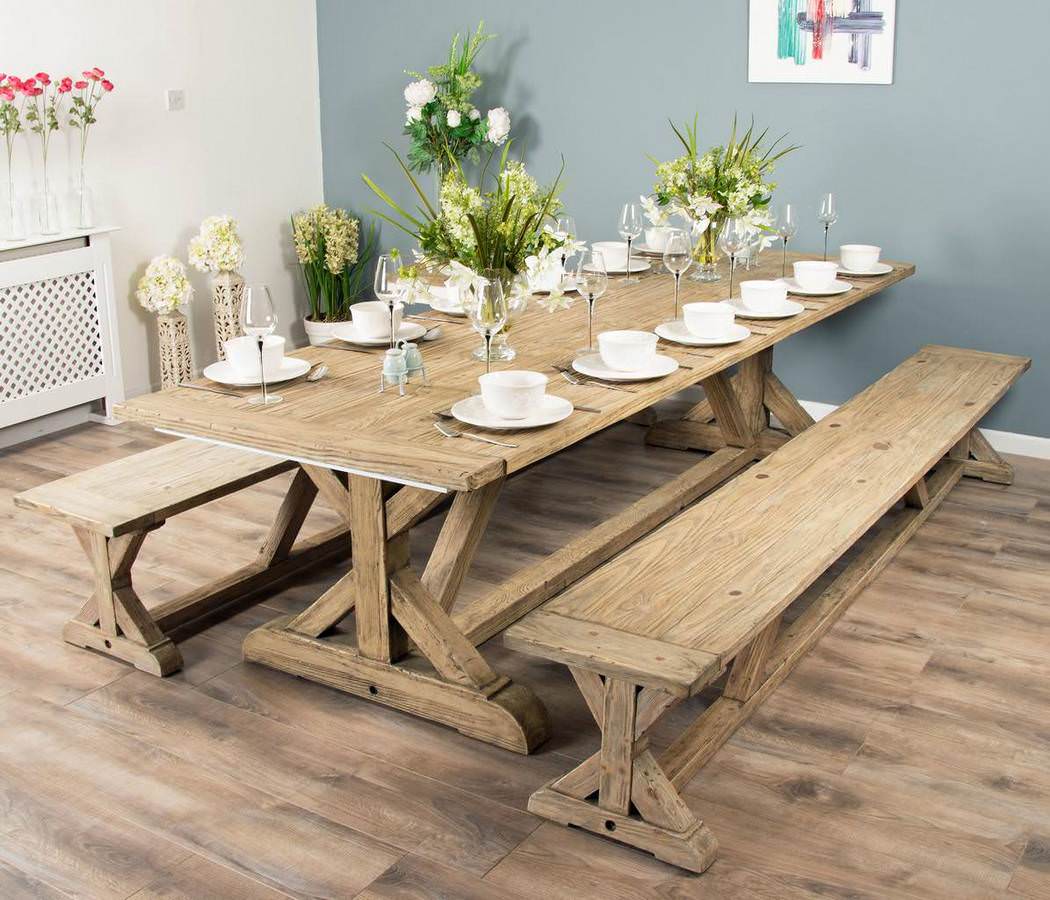 Pine bench dining sales set