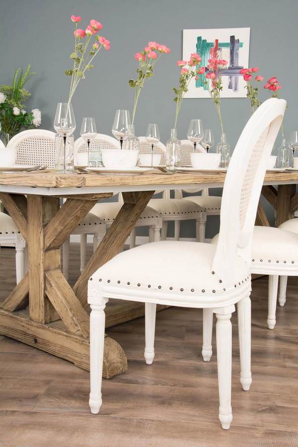 3m Farmhouse Cross Dining Table with 10 Ellena Chairs 2