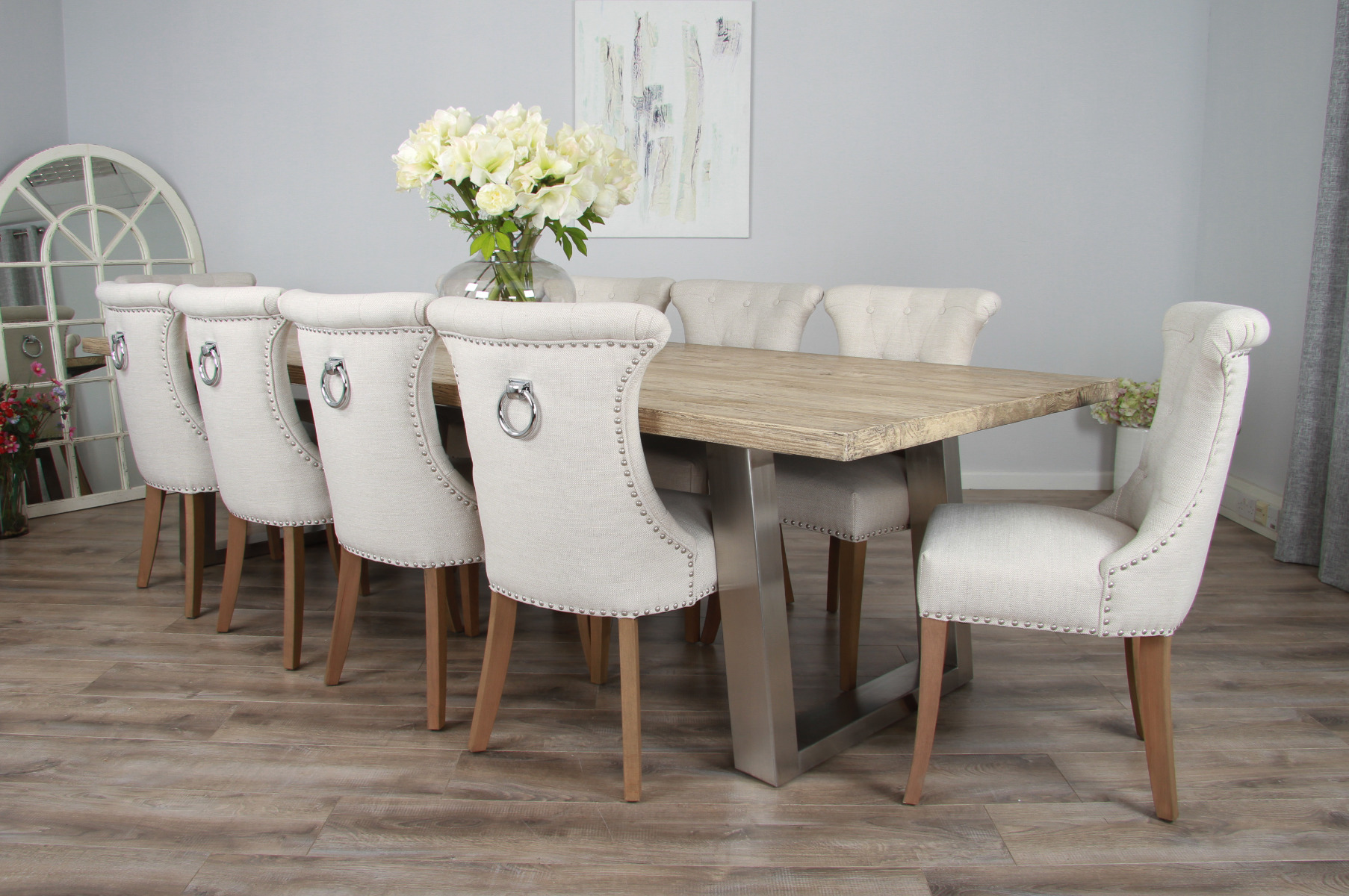 Stainless steel table sales and chairs