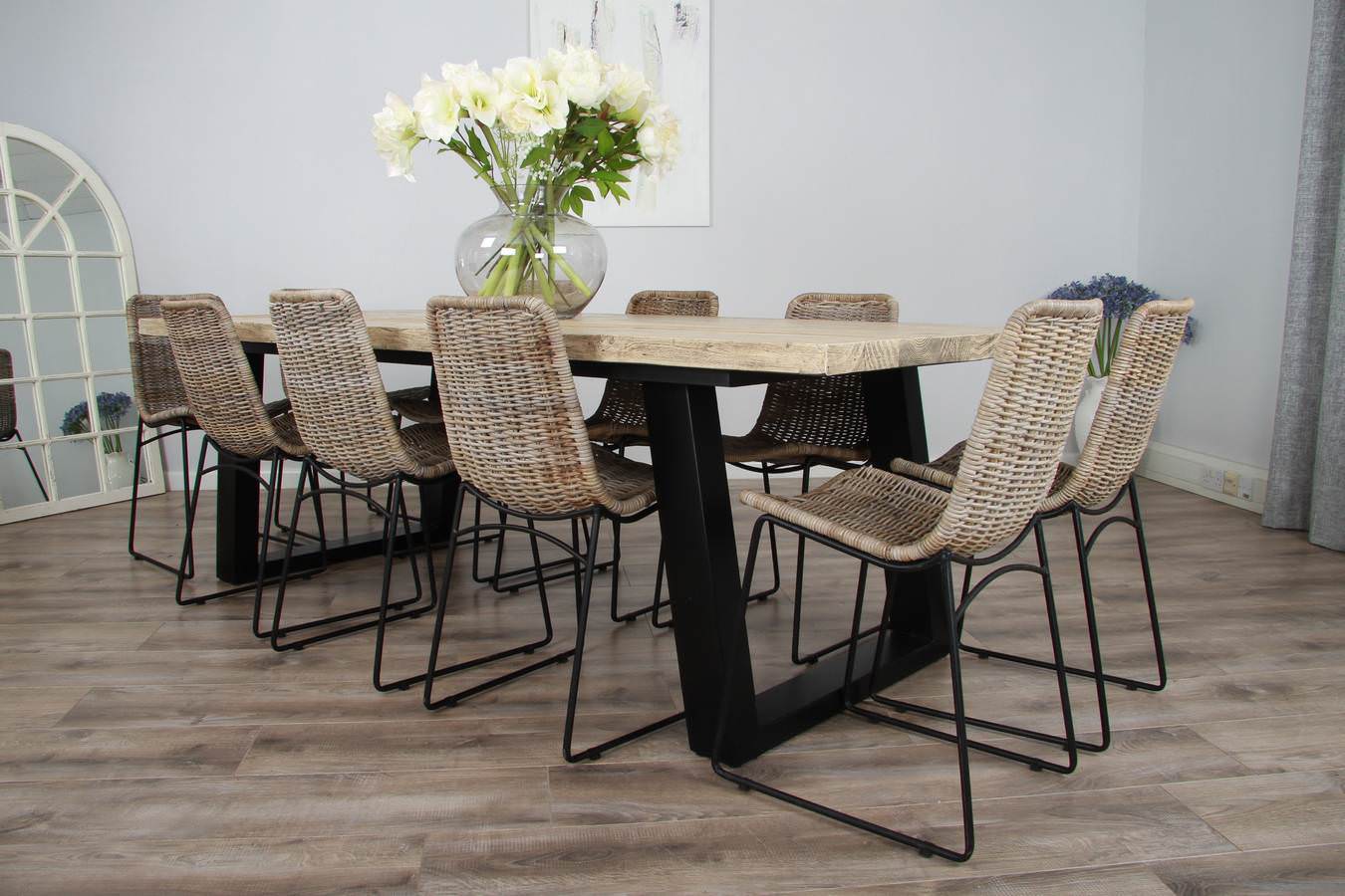 Black and wood dining store table and chairs