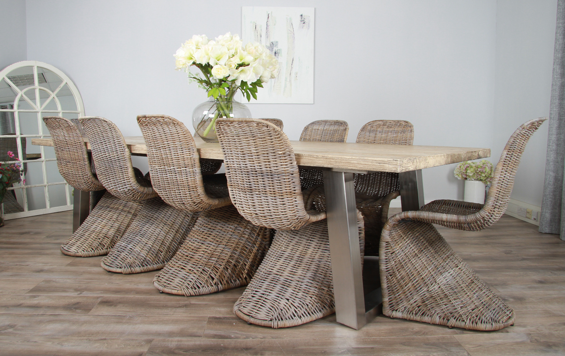 3m Reclaimed Pine Industrial Chic Cubex Table with Stainless Steel