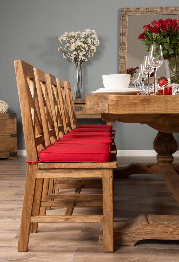 3m Reclaimed Elm Pedestal Dining Table with 10 Elm Cross Back Dining