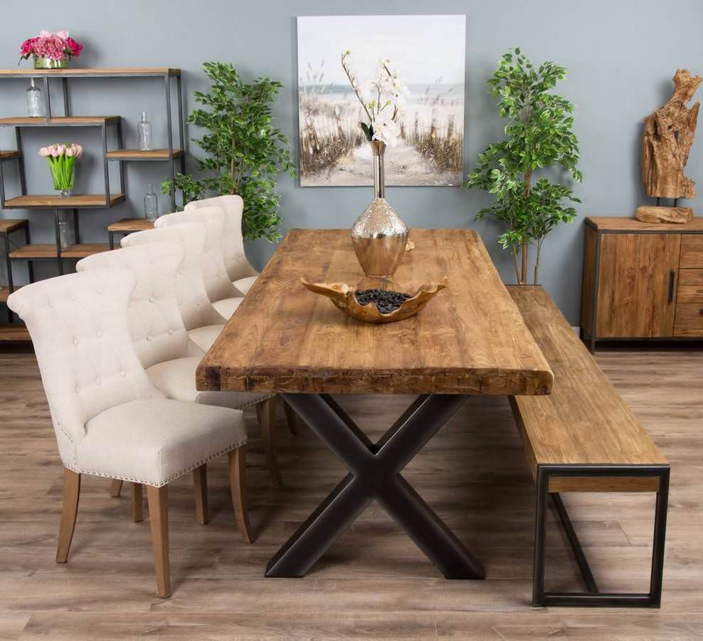Dining table store with back bench