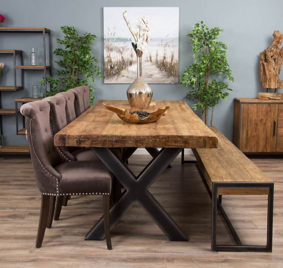 Metal dining bench with back deals
