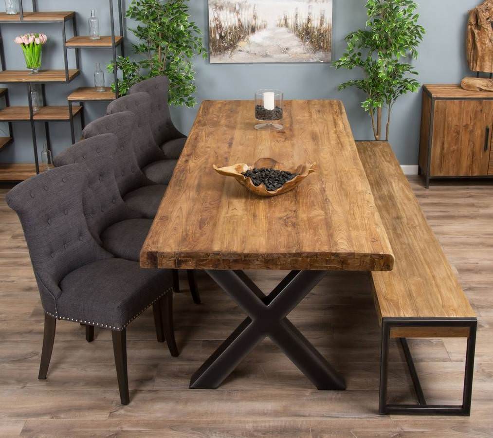 Dining set with discount bench with back