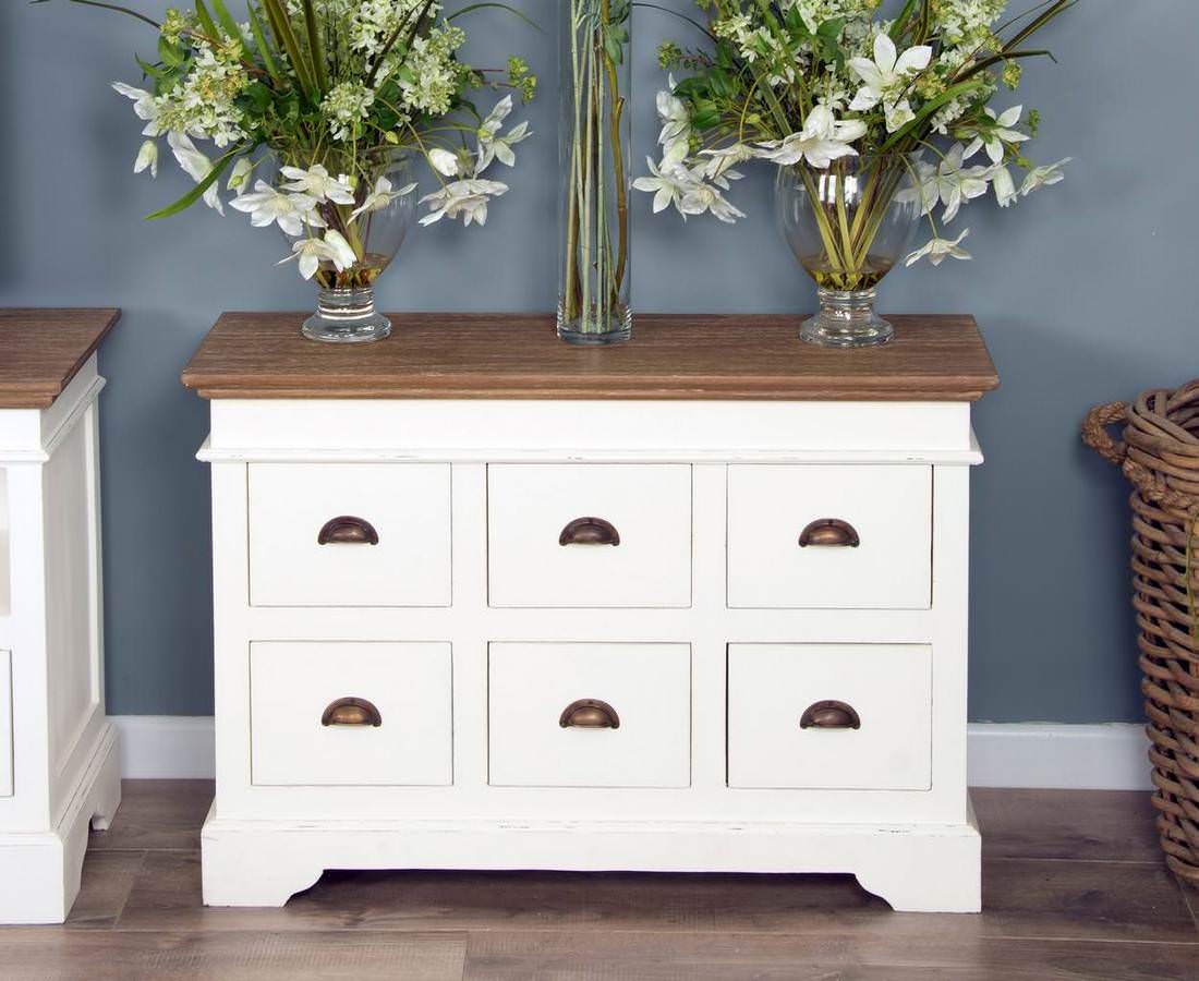 Low wooden 2025 chest of drawers