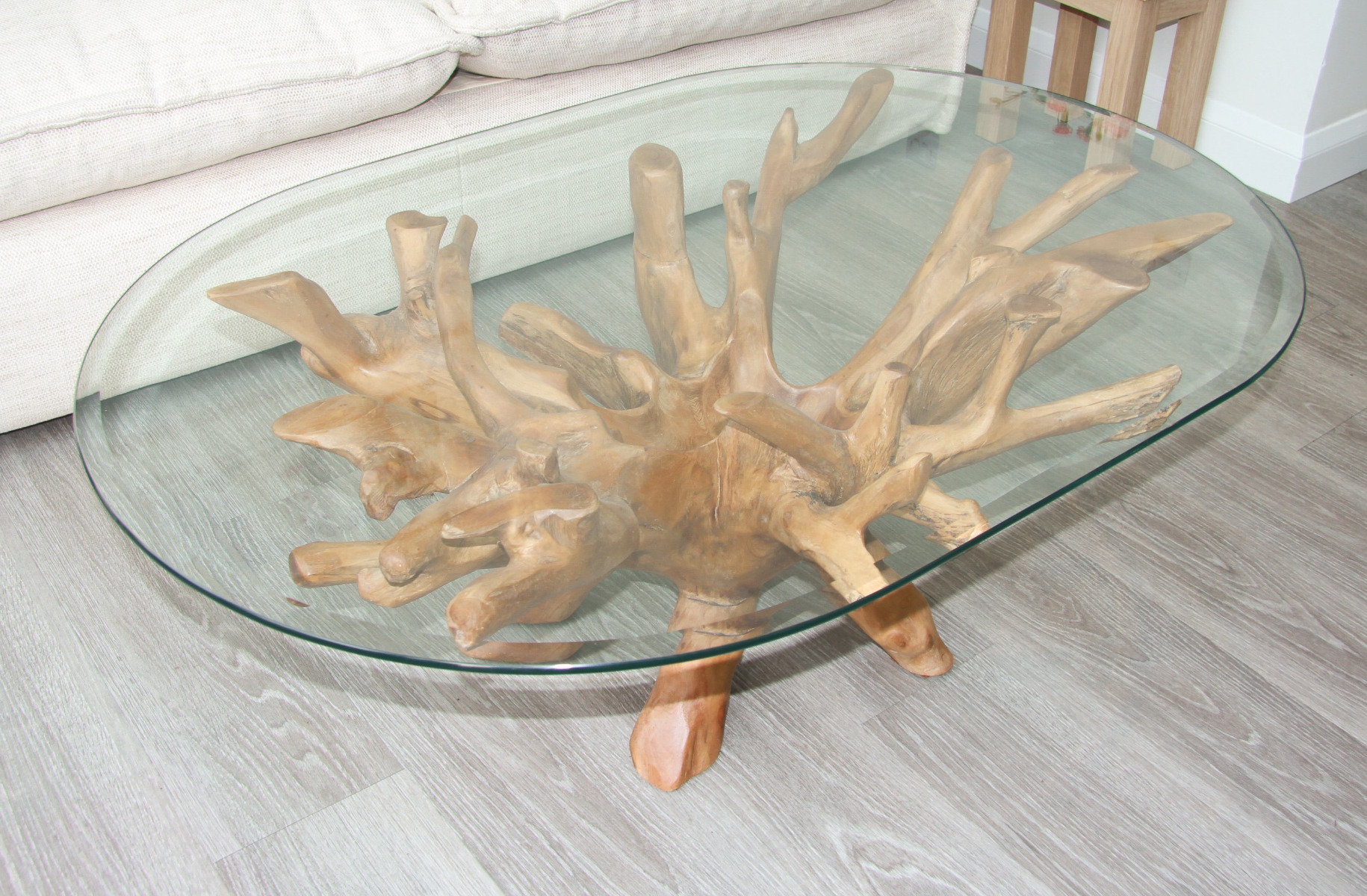 1.2m Reclaimed Teak Root Oval Coffee Table