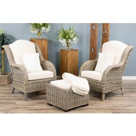 Rattan chair and footstool set outlet