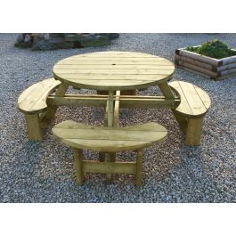 Round redwood outlet picnic table