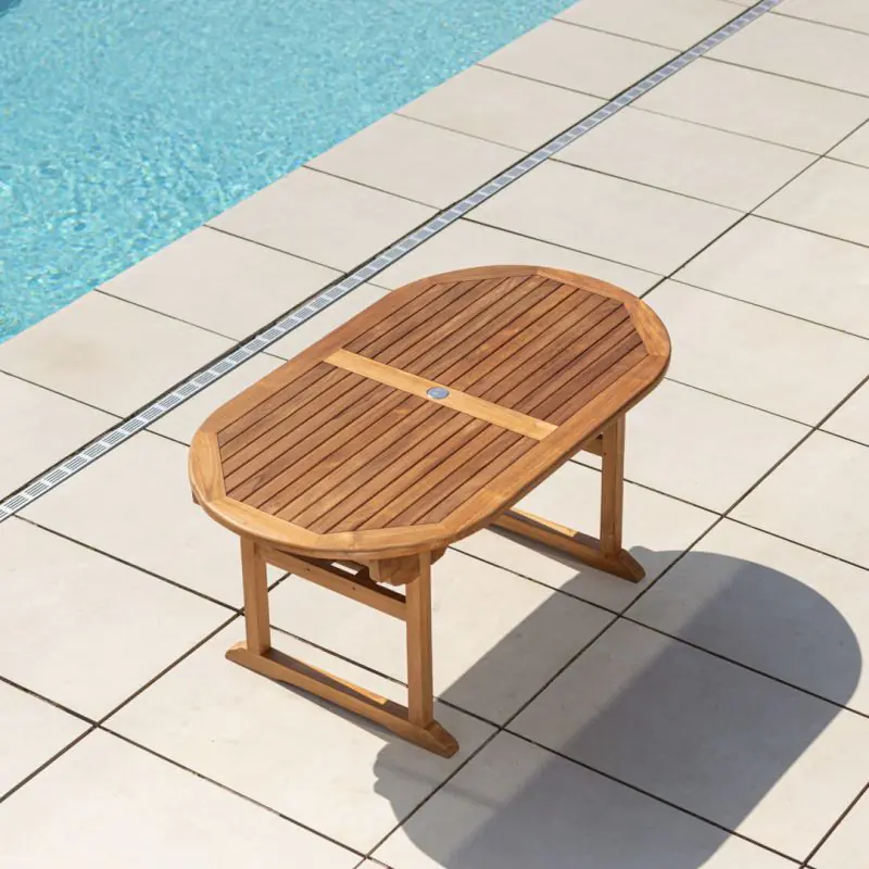 1.6m Teak Oval Pedestal Table