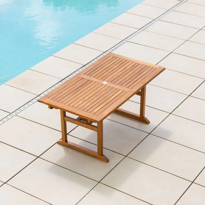 1.6m Teak Rectangular Pedestal Table