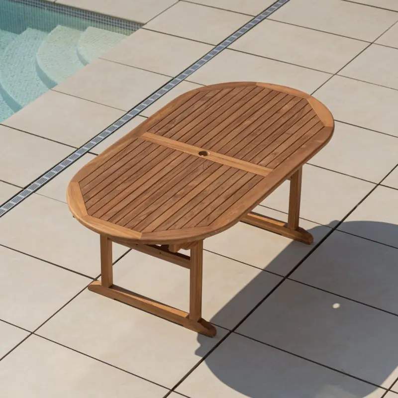 1.9m Teak Oval Pedestal Table