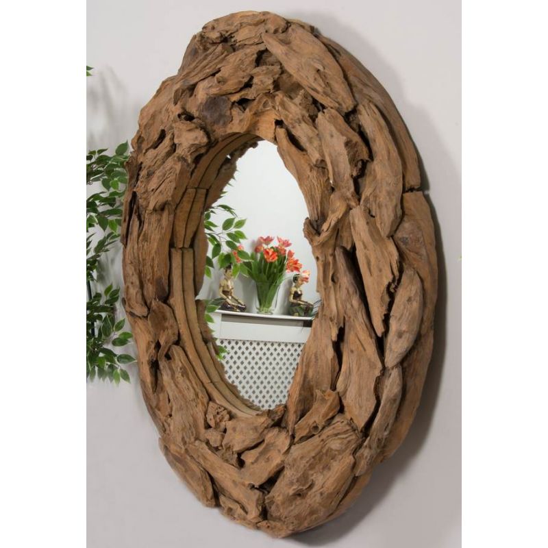 Reclaimed Teak Root Piece Circular Mirror - 4 Sizes