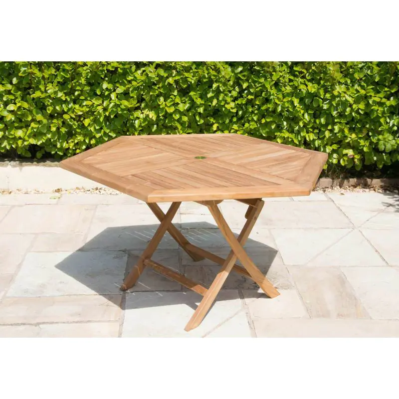 1.2m Teak Hexagonal Folding Table