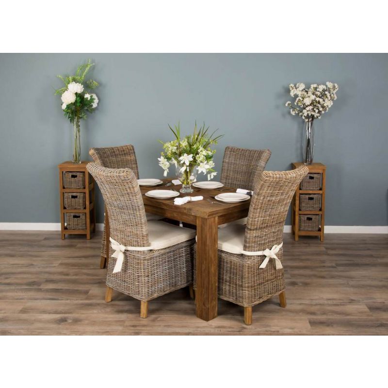 1.2m Reclaimed Teak Taplock Dining Table with 4 Latifa Chairs