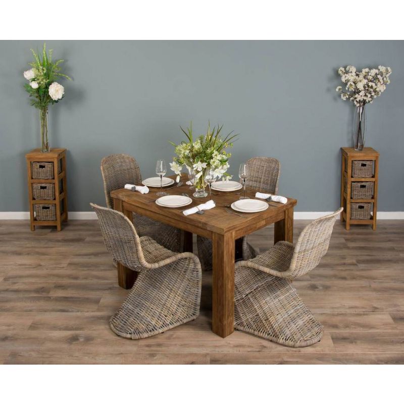 1.2m Reclaimed Teak Taplock Dining Table with 4 Stackable Zorro Chairs