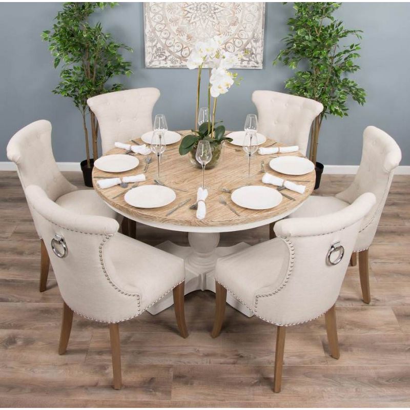 1.3m Country Pedestal Dining Table with 6 Windsor Ring Back Chairs