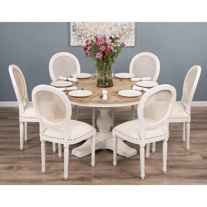 1.3m Country Pedestal Dining Table with 6 Ellena Chairs 