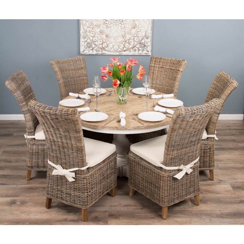 1.3m Country Pedestal Dining Table with 6 Latifa Chairs 