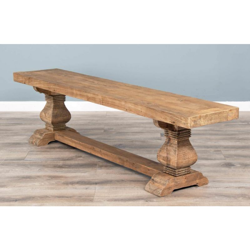 1.8m Reclaimed Elm Pedestal Dining Bench