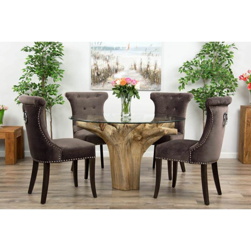 Velveteen Ring Back Dining Chair Stone Sustainable Furniture