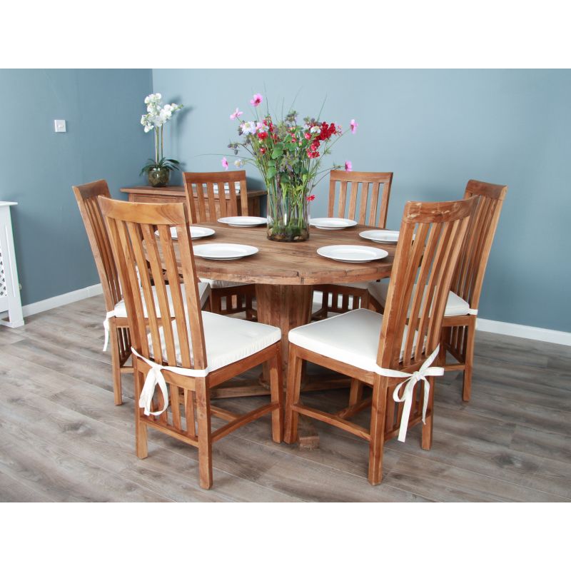 1.3m Reclaimed Teak Character Dining Table with 6 Santos Chairs