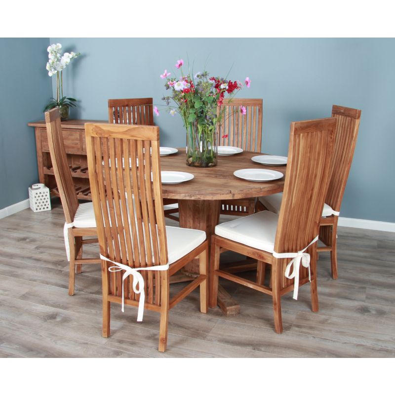 1.3m Reclaimed Teak Character Dining Table with 5 or 6 Vikka Chairs